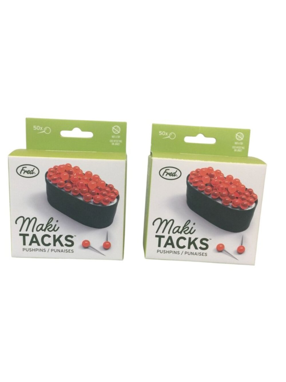 FRED MAKI TACKS Push Pins with Container Set of 2